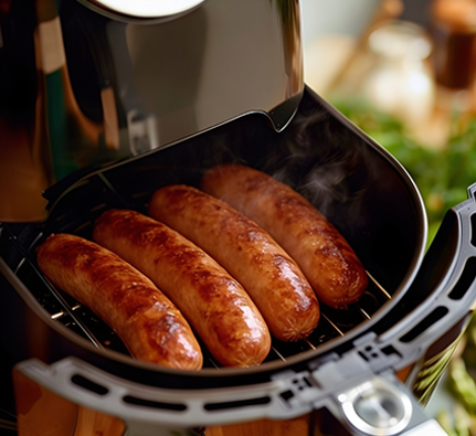 Airfryer mit Bratwurst
