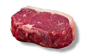 Rohes Rumpsteak mit charakteristischer Fettkante