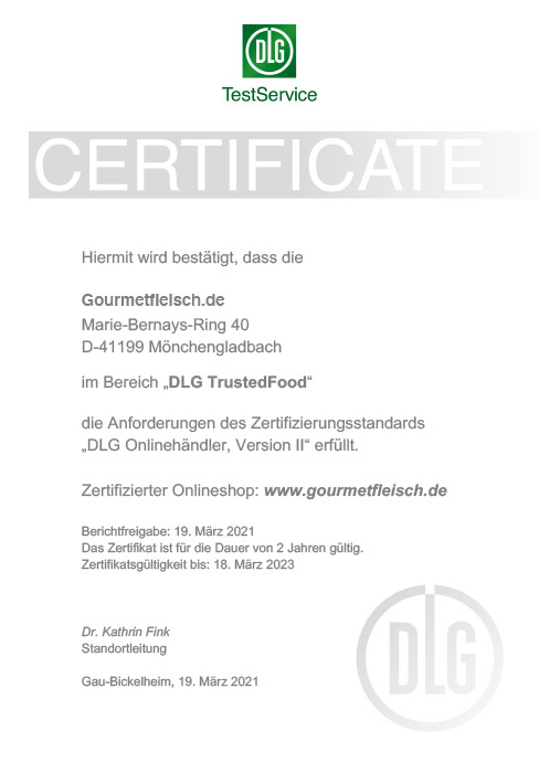 DLG TEST SERVICE Zertifikat