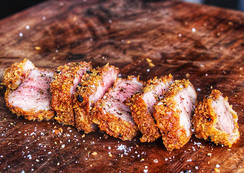 Bild 1 - German Kurobuta Schweinenacken mit Panko Pfefferkruste