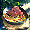American Tri-Tip mit Apfel-Speck Pfanne