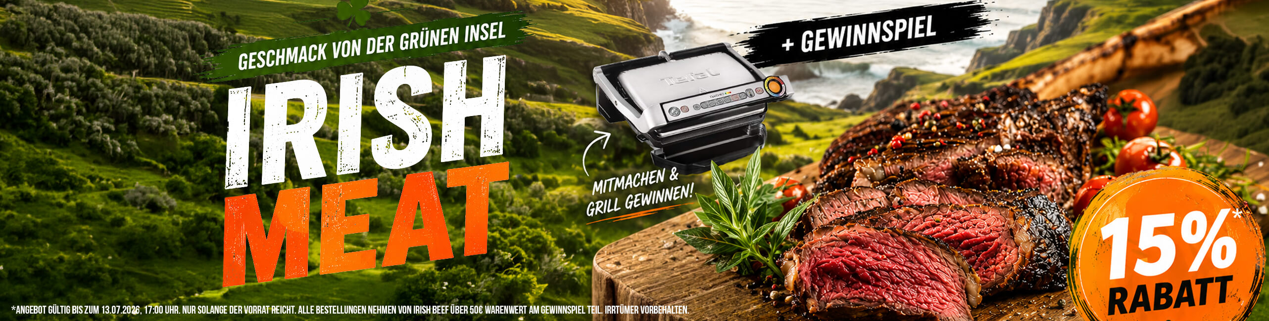 Jetzt 15% Rabatt auf irisch Beef sichern!
